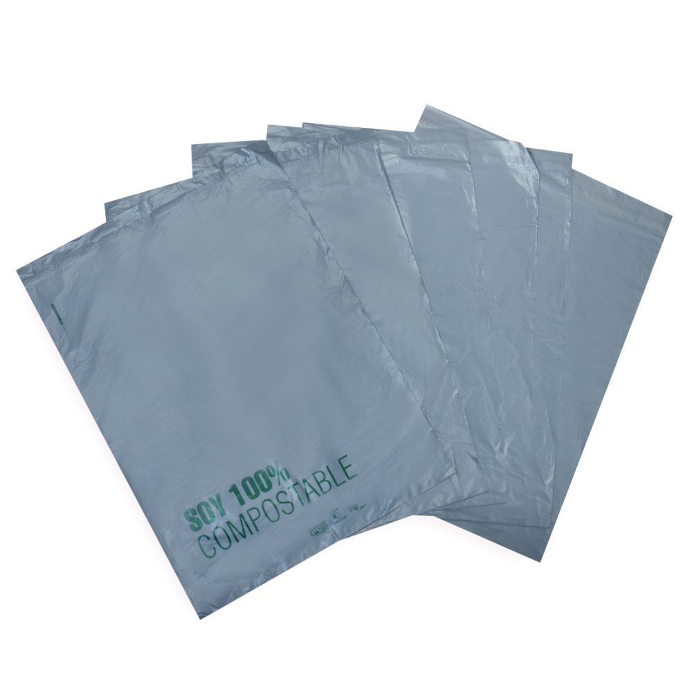 20 E-Commerce Gris Bio compostable N°1 (20 x 32 + 5 cm x 40 mic)