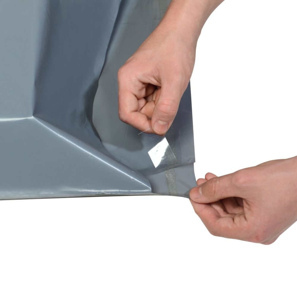 100 E-Commerce Gris Bio compostable N°2 (35 x 41 + 4 cm x 40 mic) - Imagen 2