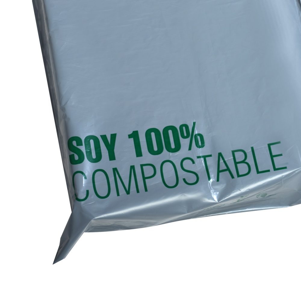 100 E-Commerce Gris Bio compostable N°2 (35 x 41 + 4 cm x 40 mic) - Imagen 4