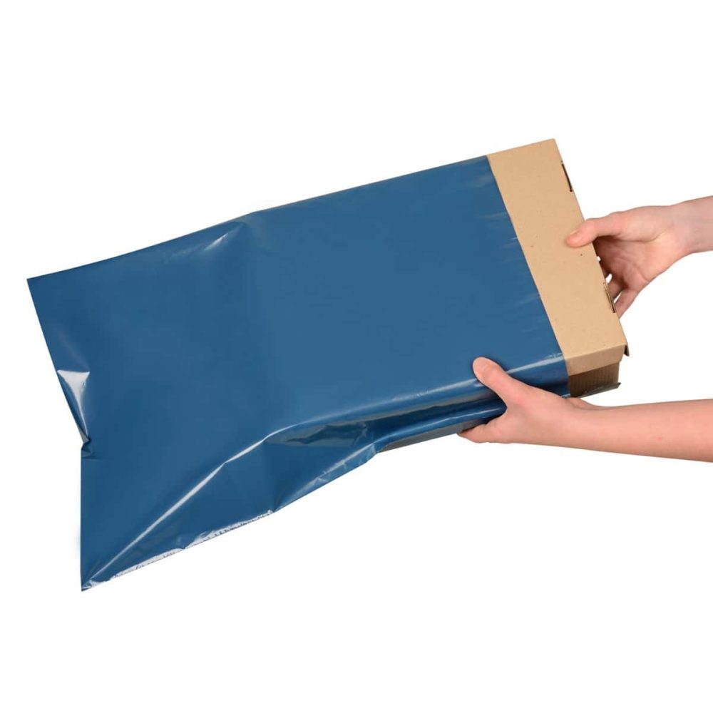 100 Bolsas E-commerce Lisos Azul 3R N°2 - 30x45+5 cm- C/adh