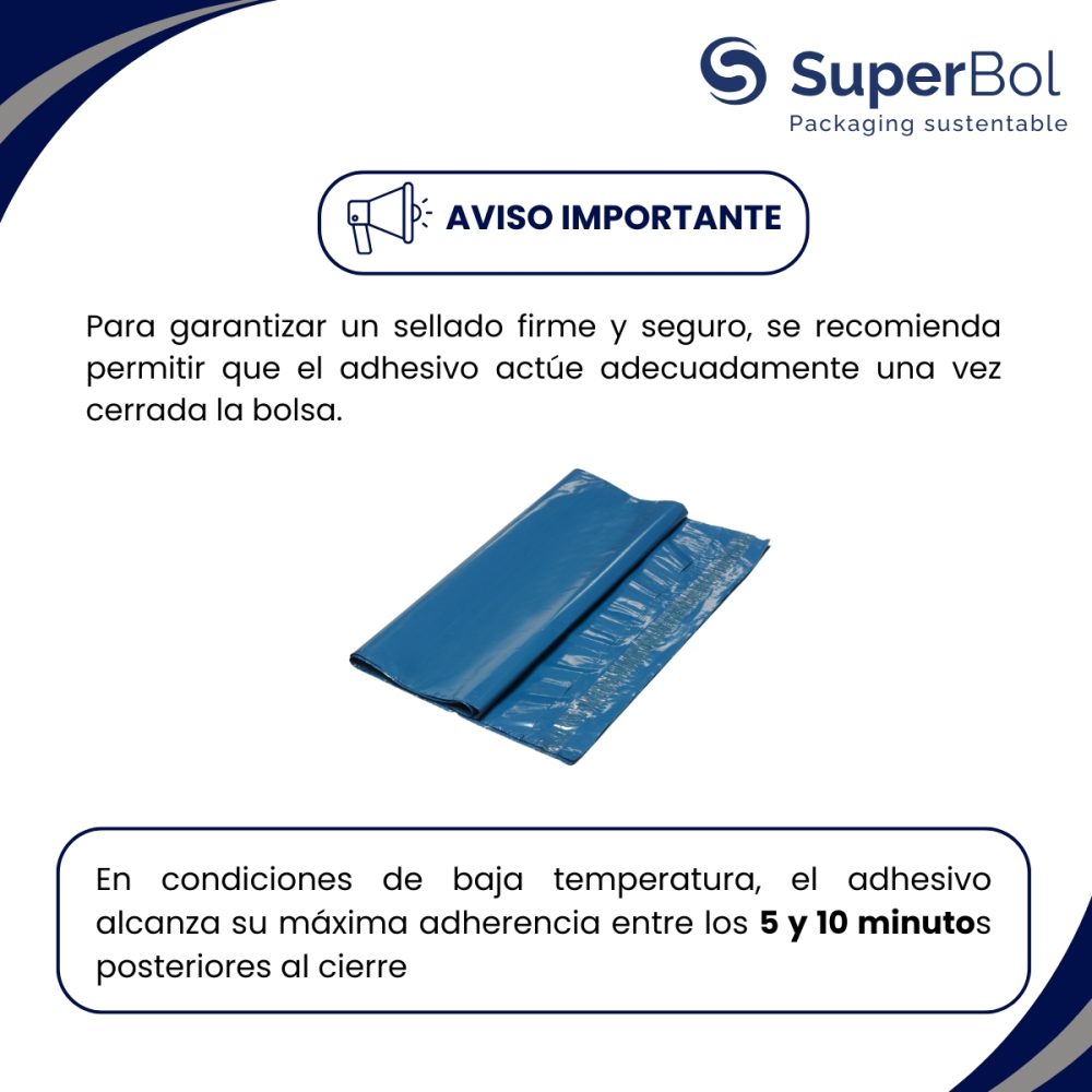 100 Bolsas E-commerce Lisos Azul 3R N° 3 - 42x54+5 cm- C/adh - Imagen 4