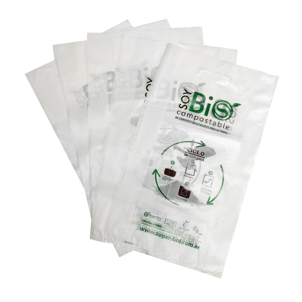 100 Bolsas Biocompostable monocapa rectángulo troquel 40x50 cm fuelle laterales - Imagen 2