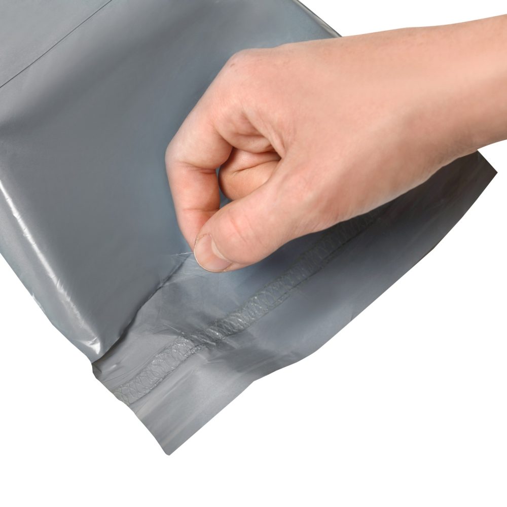20 E-Commerce Gris Bio compostable N°1 (20 x 32 + 5 cm x 40 mic) - Imagen 3