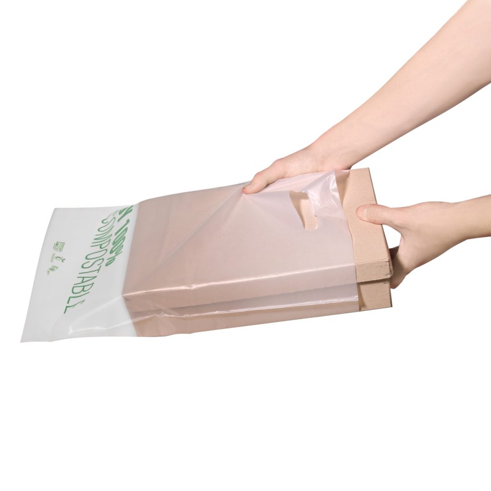 500 Bolsa Bio-compostables color Natural rectángulo troquel 34 x 45 cm x 40mic  (con leyenda Bio 07-03-00091.) - Imagen 2