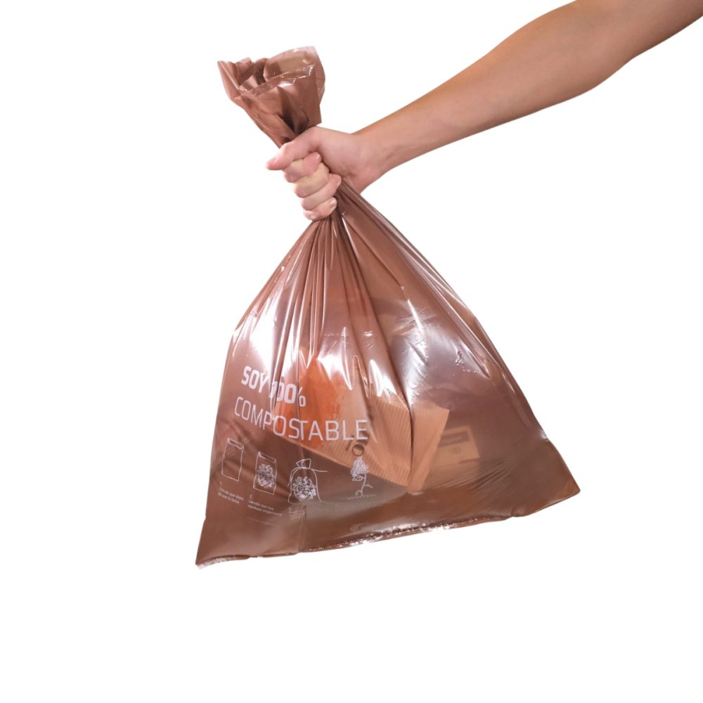 20 Bolsas de residuos orgánicos Biocompostable marrón 50x70