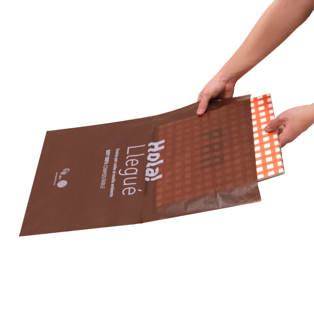 20 Bolsas E-Commerce Biocompostables Hola llegue N°3 Marron (42 x 55 + 5 cm x 40 mic)
