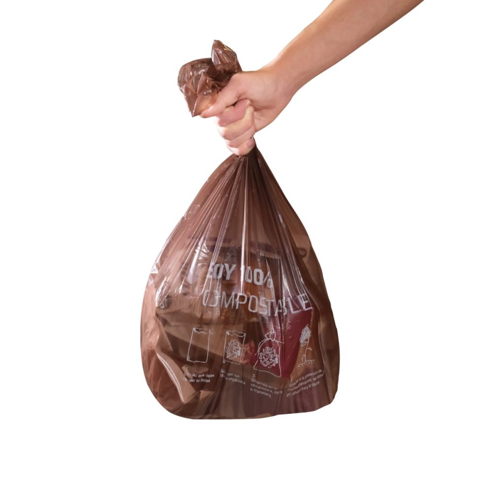 20 Bolsas de residuos orgánicos Biocompostable marrón 45x60 c/fuelle