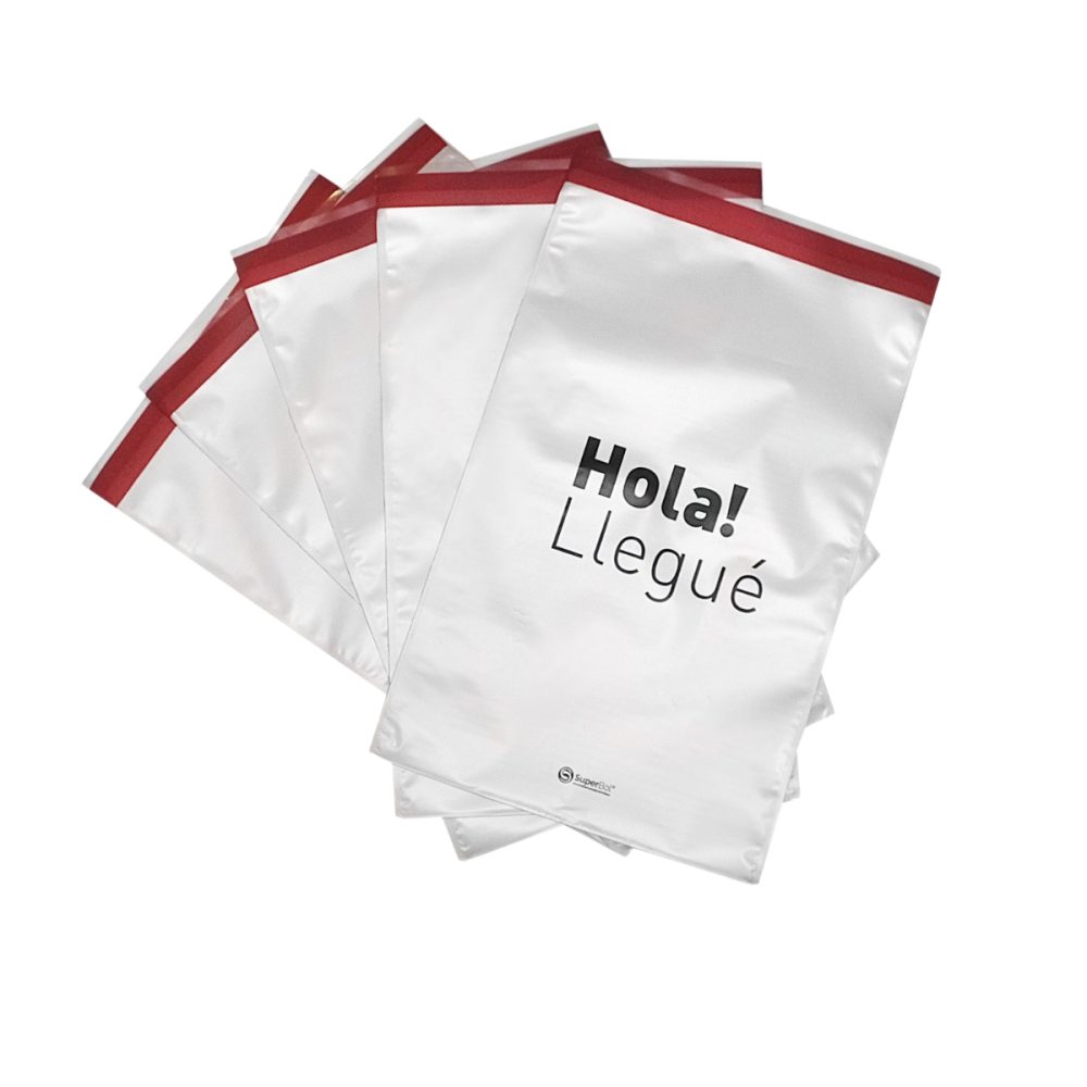 20  Bolsas ecommerce Perladas Hola llegue con adh VOID 35x52 + 5 cm Solapa - Imagen 2