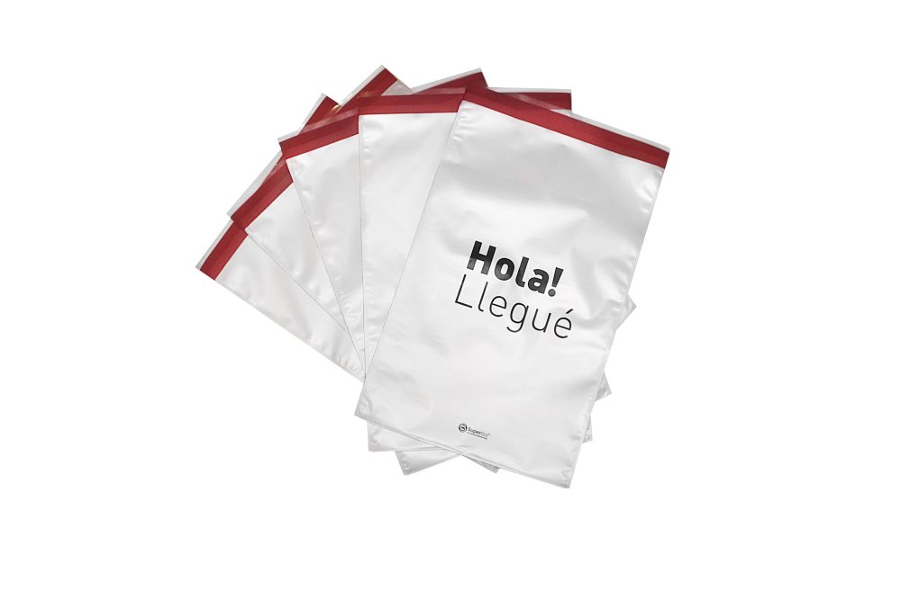 20  Bolsas ecommerce Perladas Hola llegue con adh VOID 35x52 + 5 cm Solapa - Imagen 2