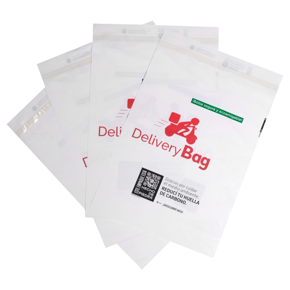200 Bolsas Dlivery Bag Blanco 30x40+5 c/adh y fuelle inferior - Imagen 3