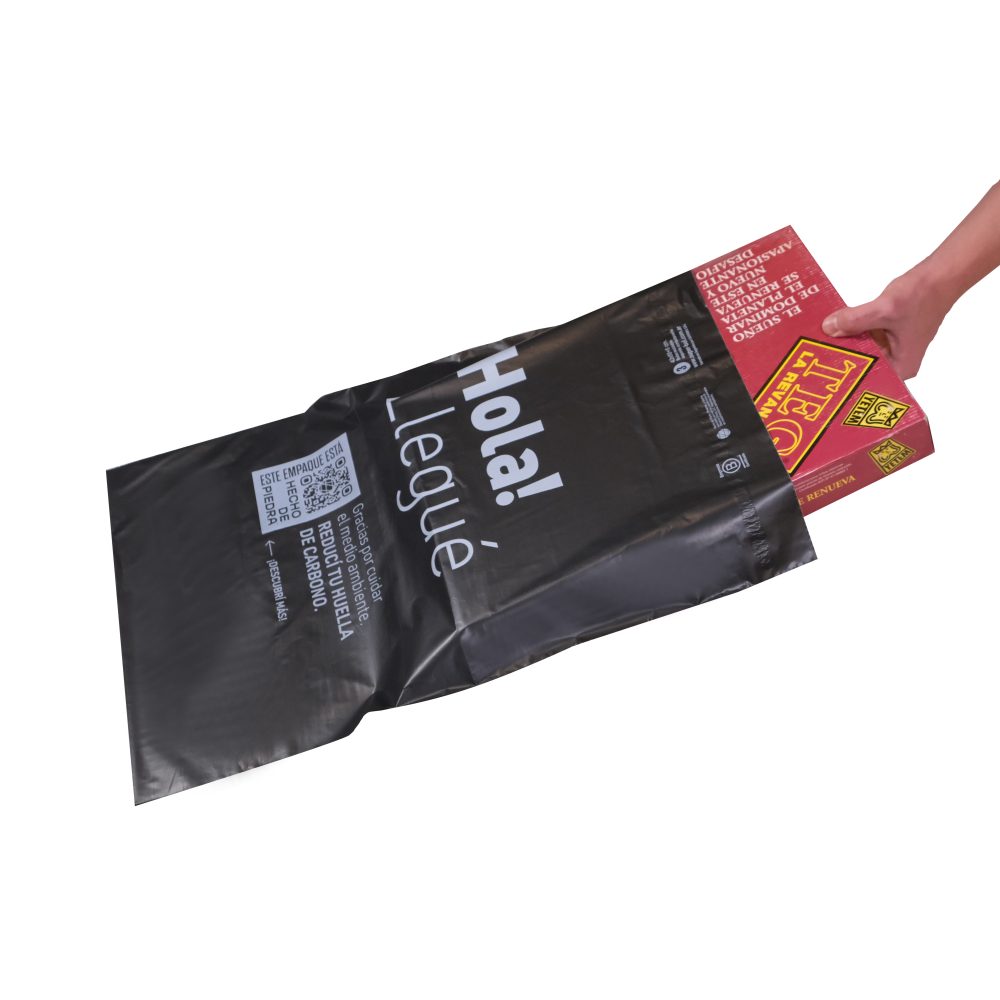 100 Bolsas E-commerce Hola Llegué N° 3-Hecho de Piedra- 42x54+5 cm- C/adh